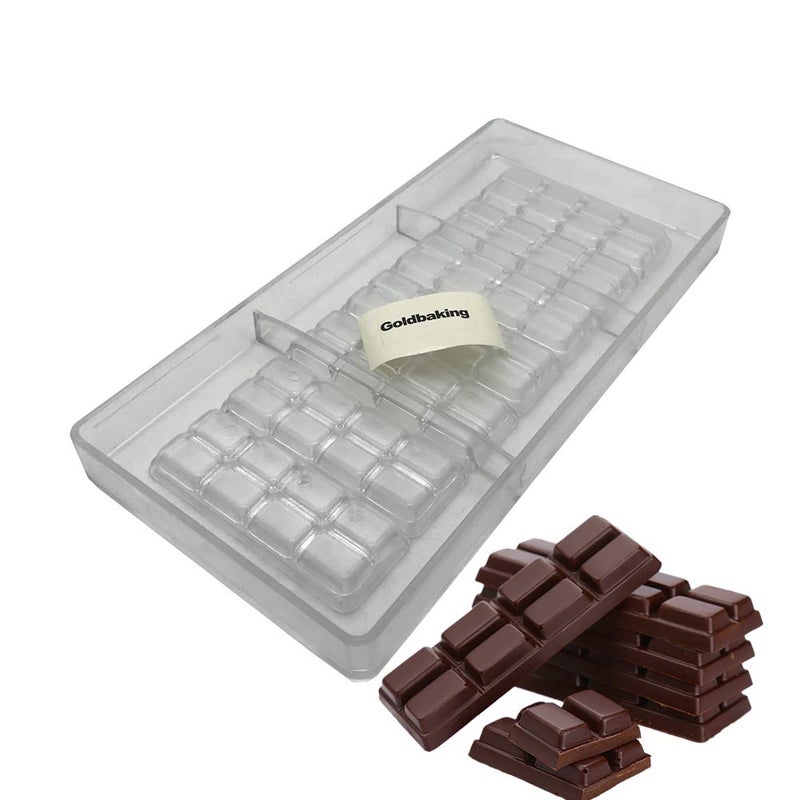 Goldbaking 2-Line Polycarbonate Bar Chocolate Mold DIY Chocolate Tools - Image 1